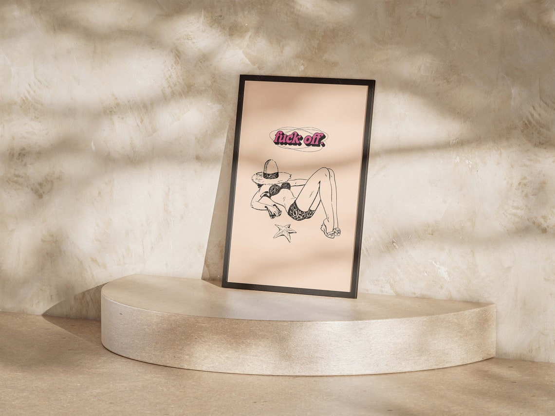 Retro Beach Girl Sunbathing Cheeky Quote Humor Typography Poster - Image 5