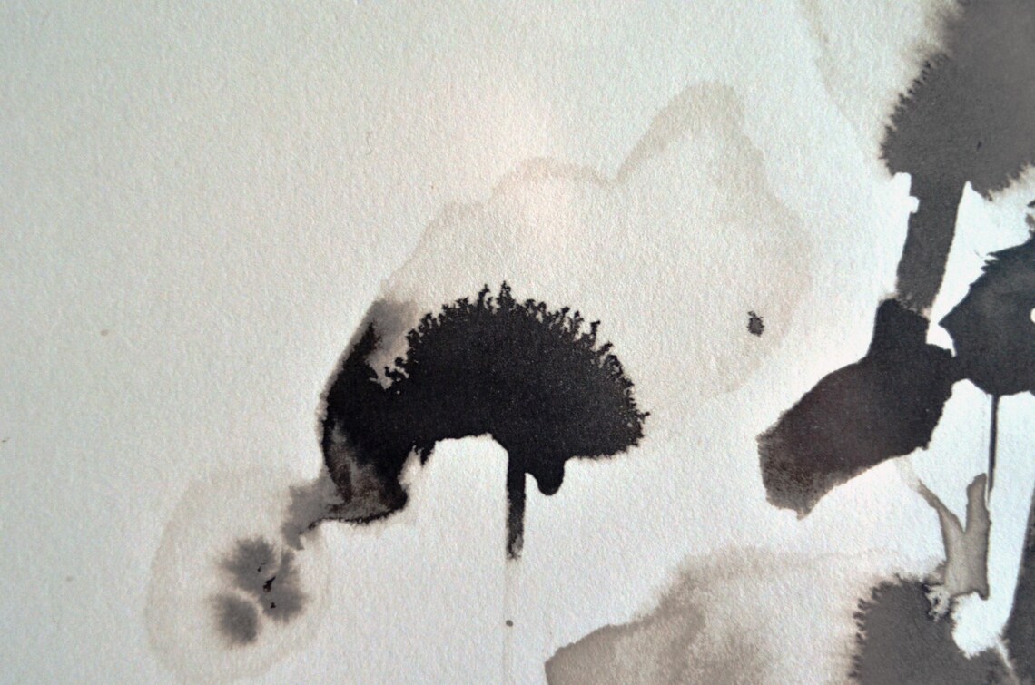 Black Ink Wildflowers Japanese Style Minimalist Botanical Wall Art - Image 2