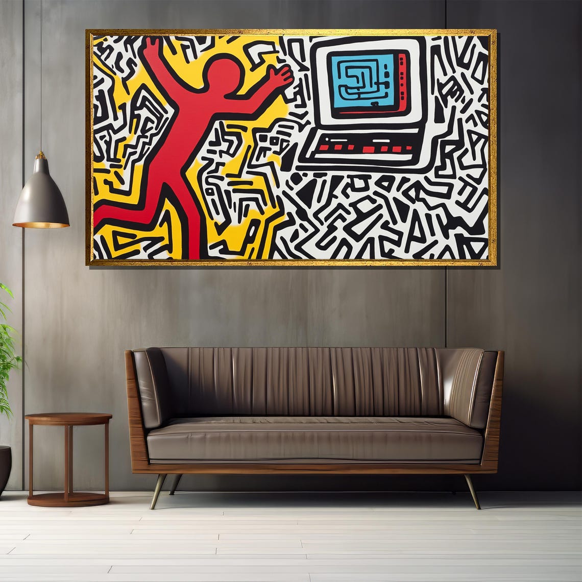 Keith Haring Inspired Retro Computer Geek Tech Pop Art Poster - Image 2