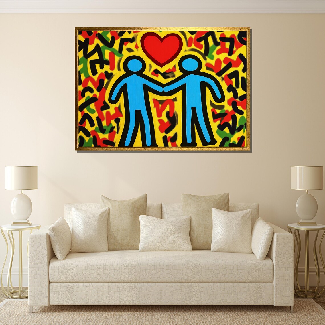 Keith Haring Inspired Sweet Friends Red Heart Love Pop Poster - Image 2