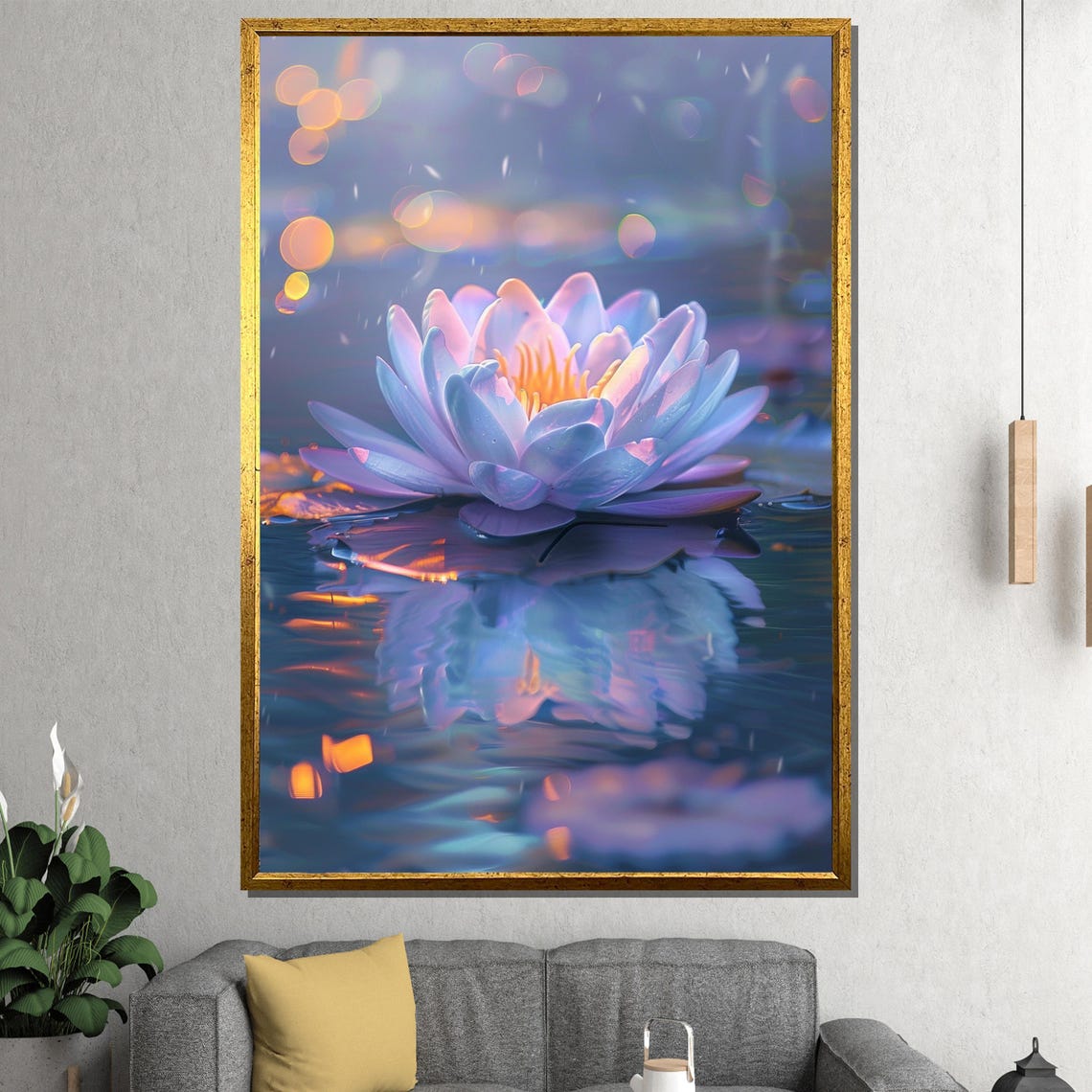 Zen Lotus Flower Bokeh Reflection Peaceful Water Lily Poster