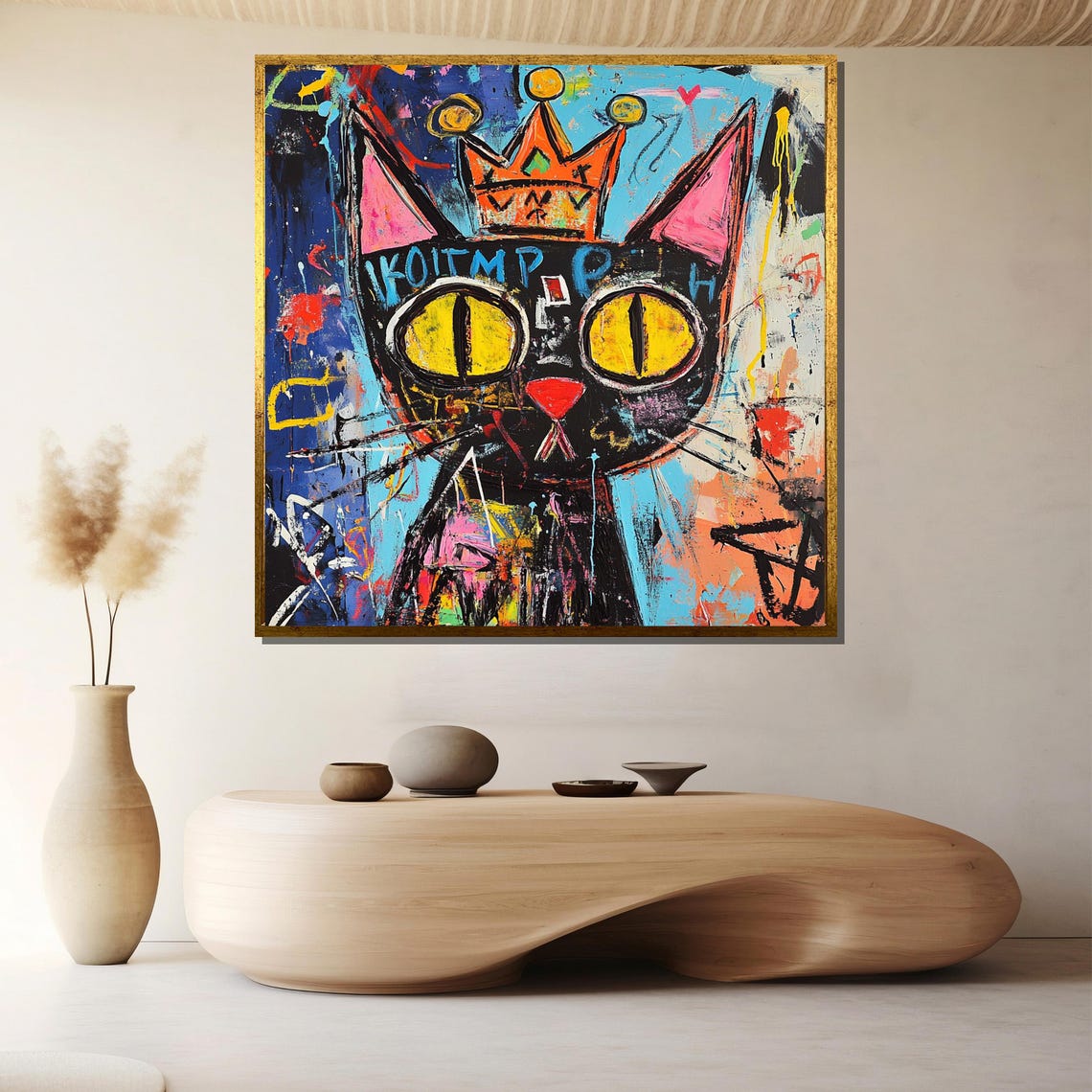 Streetwise Graffiti Crowned Cat Bold Urban Street Pop Art Poster - Image 2