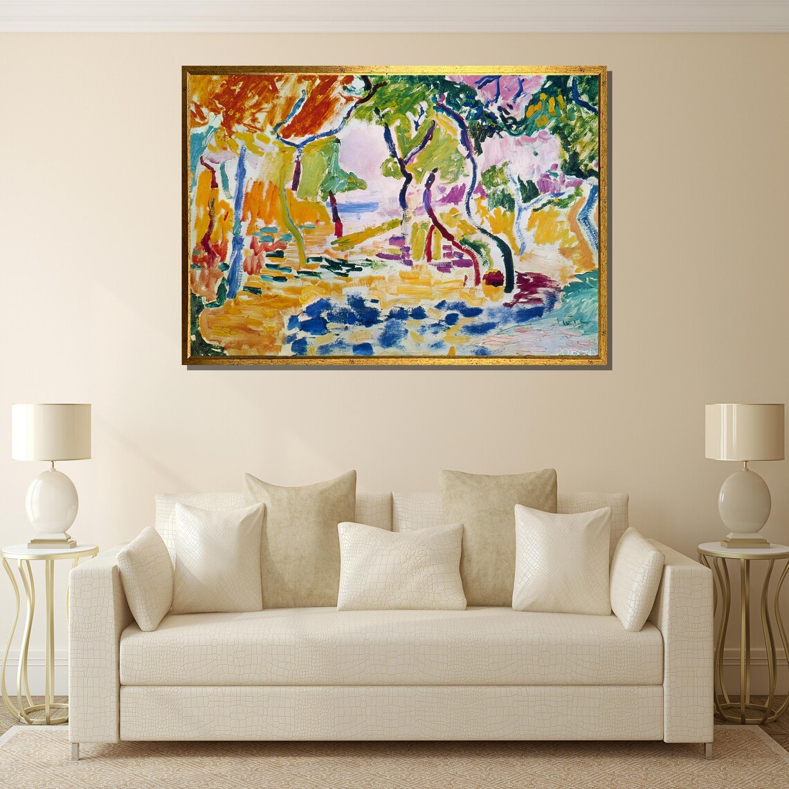 Colorful Fauvist Trees Beside Water Abstract Landscape Art Poster - Image 4