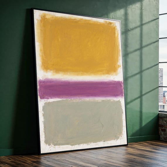 Mark Rothko No6 Canvas Painting Mustard And Mauve Abstract Wall Art Ready To Hang Gift For Modern Boho Or Minimalist Interiors