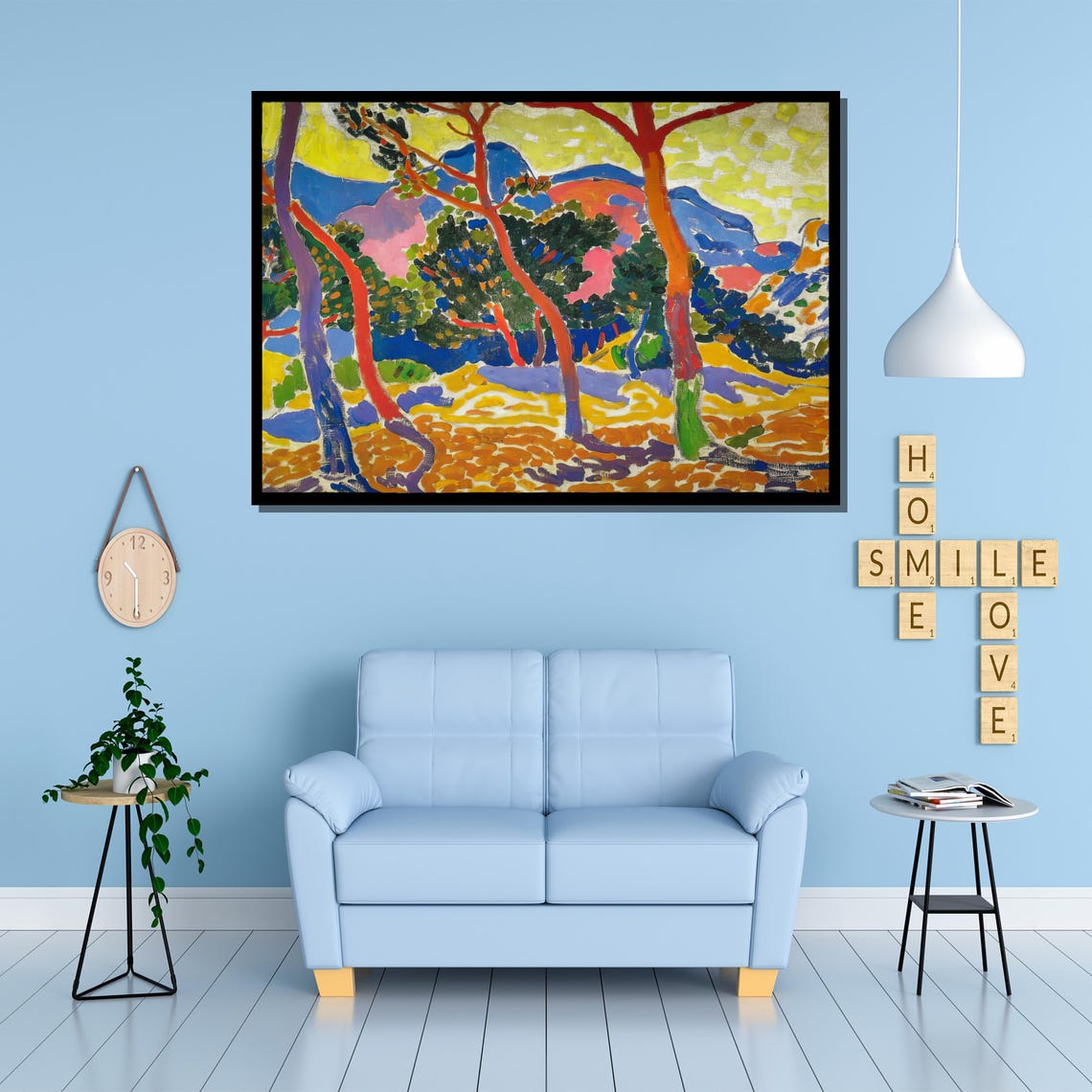 Fauvist Pine Forest Landscape Vibrant Colorful Trees Wall Poster - Image 3
