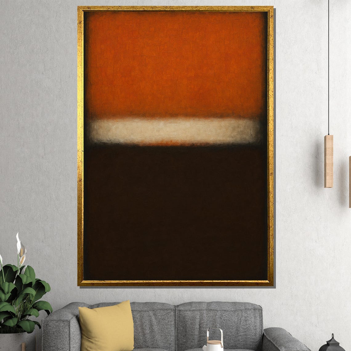 Burnt Orange Cream Dark Brown Color Field Abstract Art Poster - Image 4