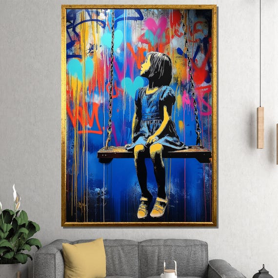 Crown Canvas Painting Abstract Graffiti Wall Art Ready To Hang Urban Pop Gift Bold Street Style Decor For Modern Spaces