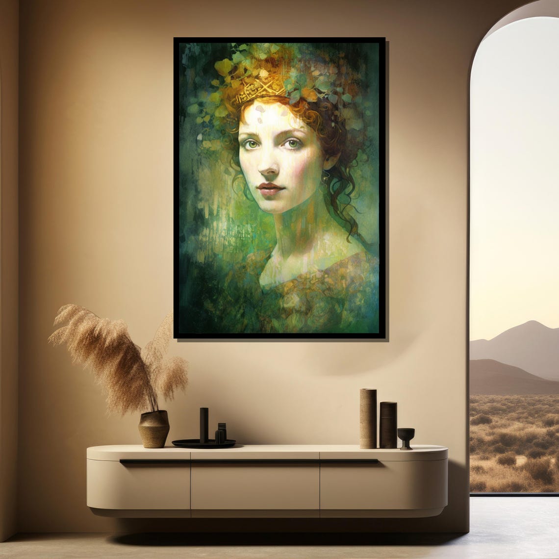 Forest Goddess Ethereal Woman With Leaf Crown Mystic Art Poster - Image 3