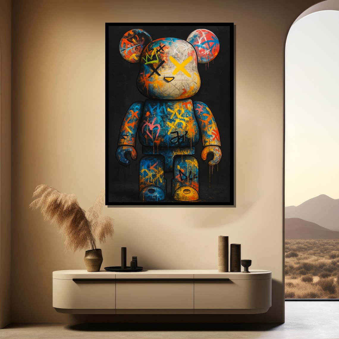 Graffiti Bear Urban Pop Art Poster, Game Room Decor - Image 3
