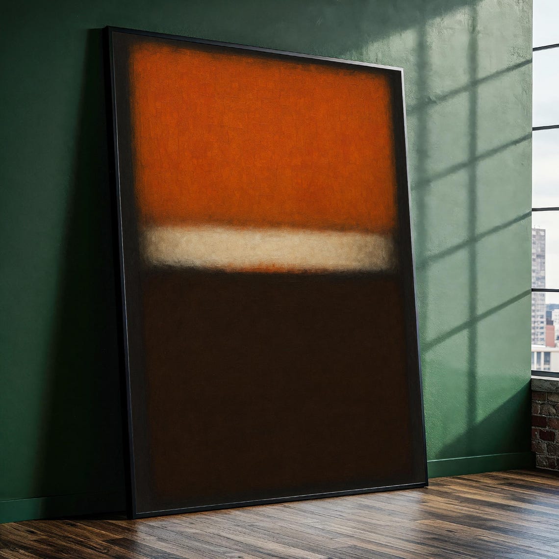 Burnt Orange Cream Dark Brown Color Field Abstract Art Poster
