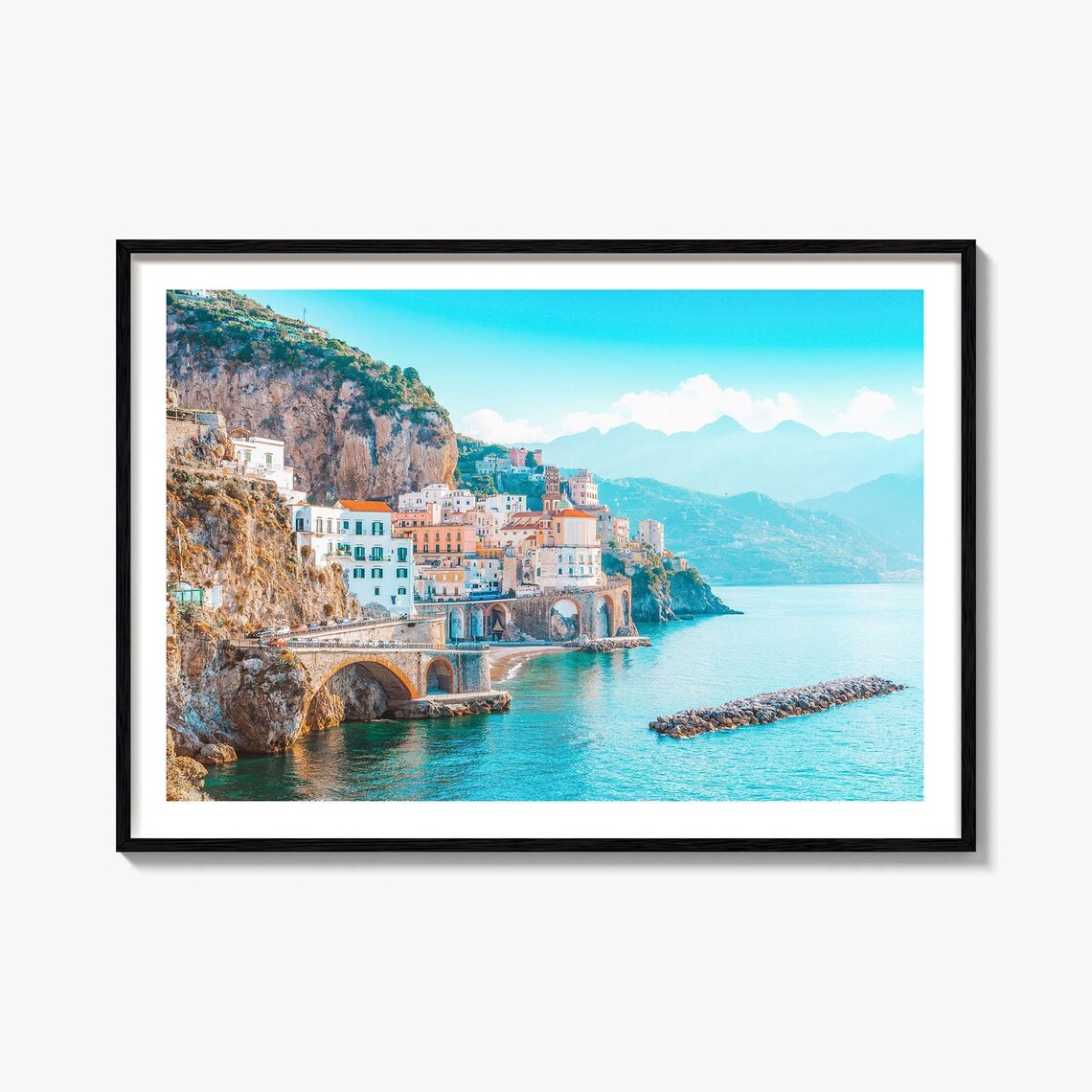 Amalfi Coast Italy Colorful Cliffside Town Seaside Photo Poster