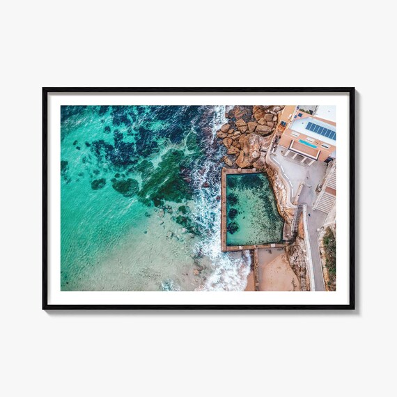 Coogee Beach Sydney Aerial Ocean Pool Turquoise Photo Poster
