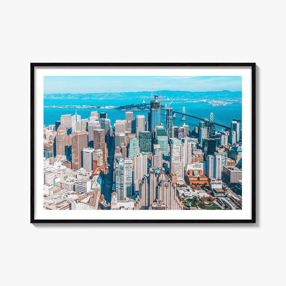 San Francisco Bay Bridge Skyline Aerial Travel City Photo Poster