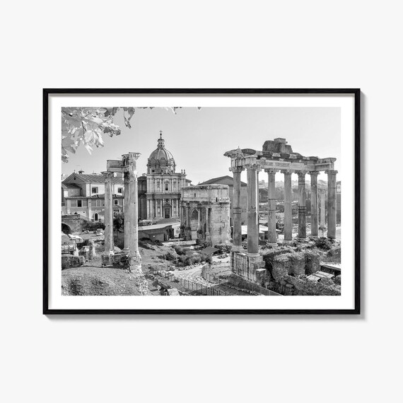 Roman Forum Rome Black and White Ancient Ruins Columns Photo Poster