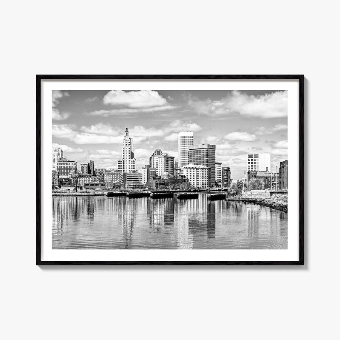 Providence Black And White Travel Map Art Print