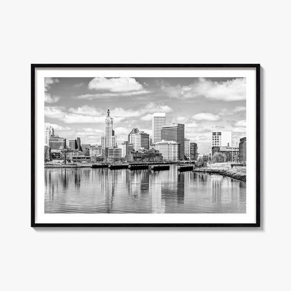 Providence Black And White Travel Map Art Print