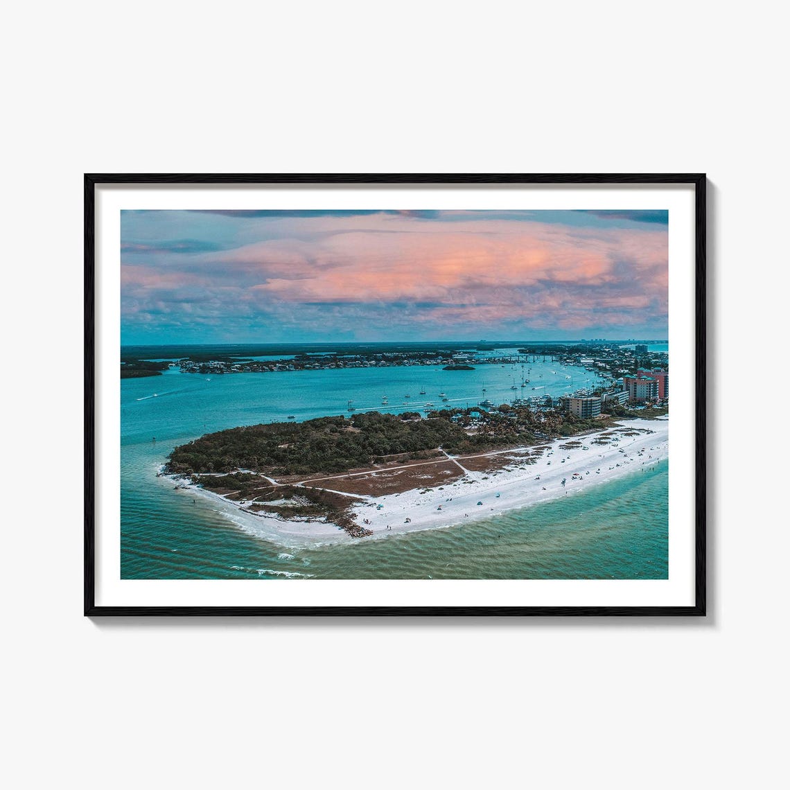 Fort Myers Florida Aerial Sunset Beach Photography Travel Poster