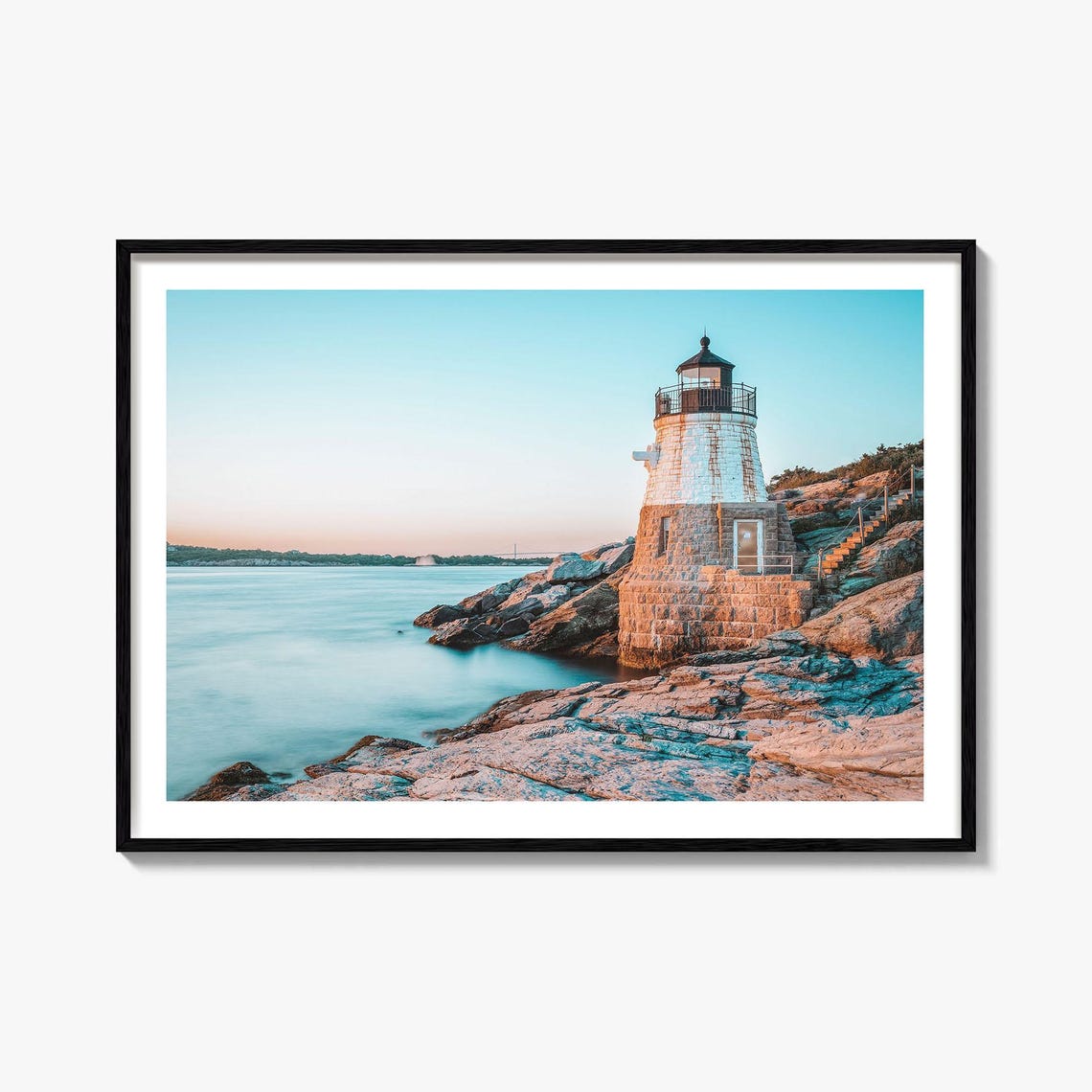 Newport Lighthouse At Sunset On The Rocky Coast Photo Poster