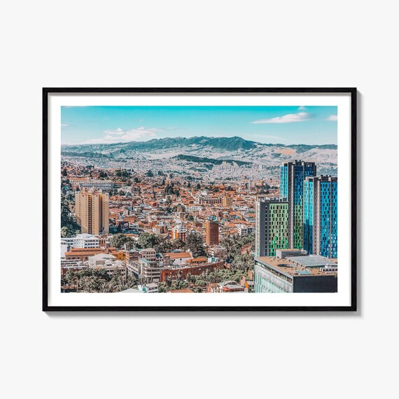 Bogota Colombia City Aerial Mountain View Travel Photo Art Poster