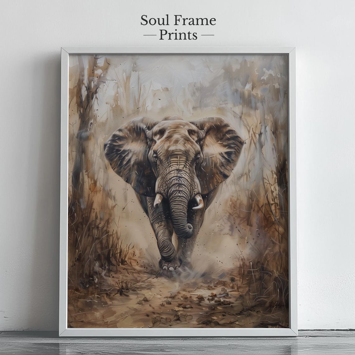 African Elephant Walking Through the Wild Savanna Safari Poster