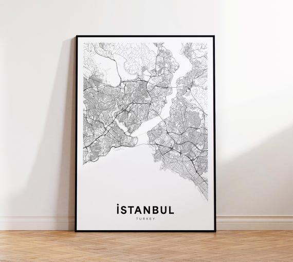 Istanbul Map Print City Poster Street Art Modern Wall Decor Gift For Her Office