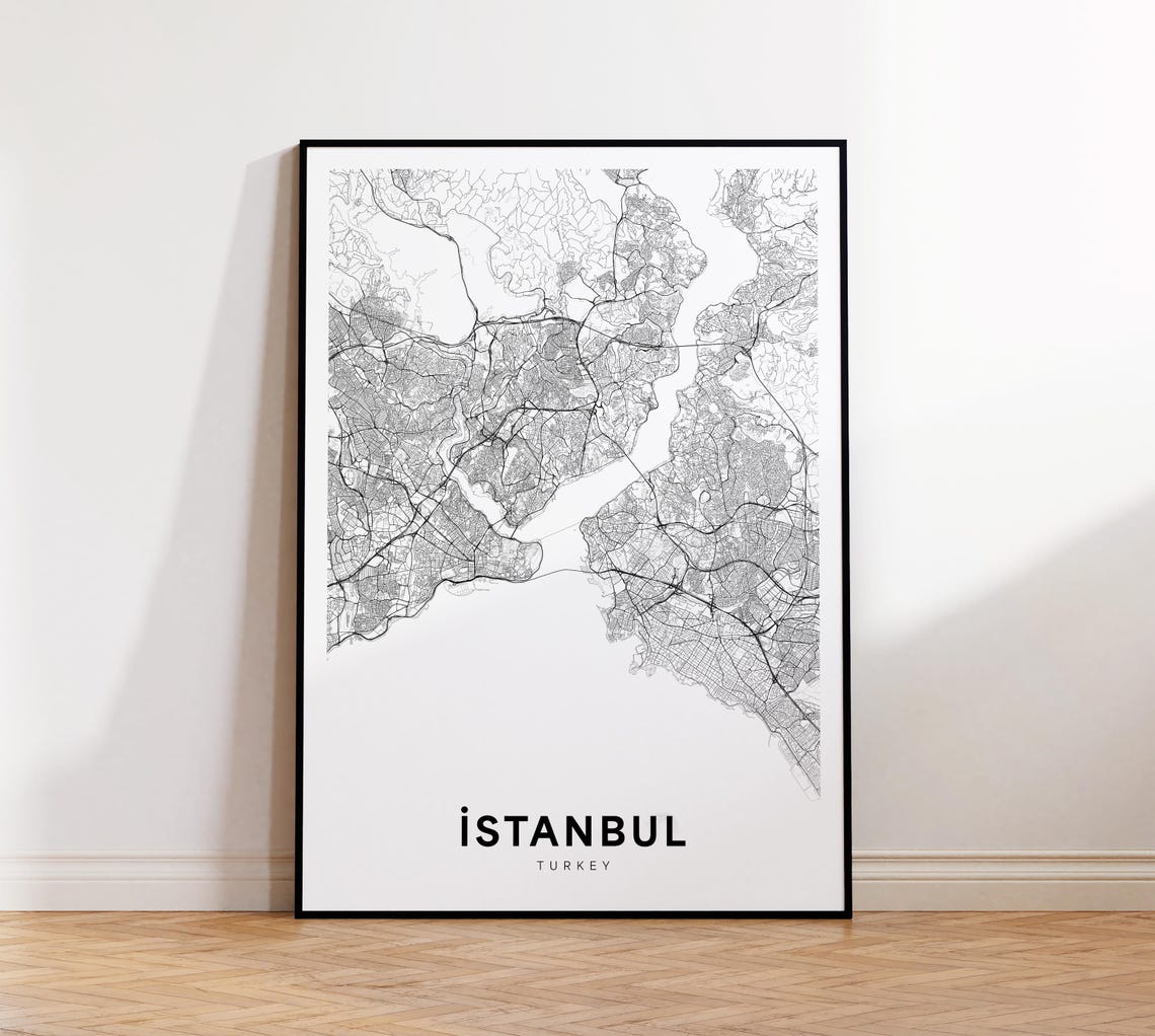 Istanbul Map Print City Poster Street Art Modern Wall Decor Gift For Her Office