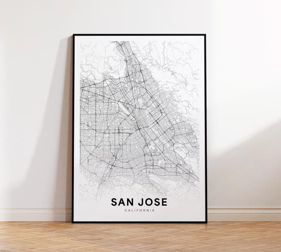 San Jose Map Print City Poster Street Art Gift For Bff Living Room Wall Decor
