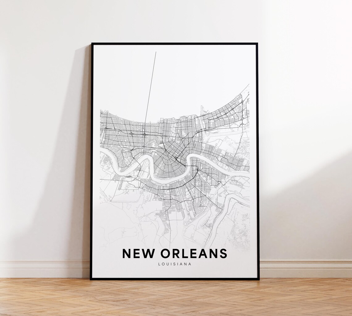 New Orleans Louisiana City Road Map Minimalist Line Art Poster