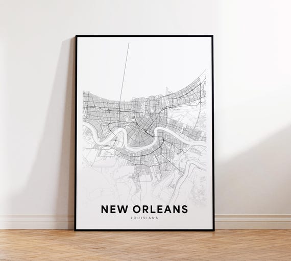 New Orleans City Map Poster La Street Louisiana Print Road Line Wall Art Office