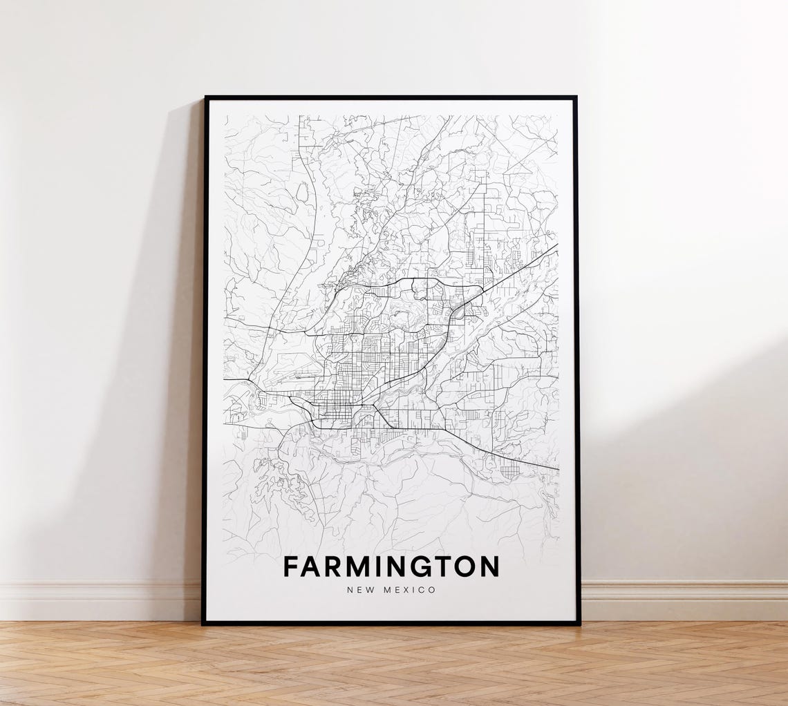 Farmington New Mexico Modern Minimalist City Street Map Poster