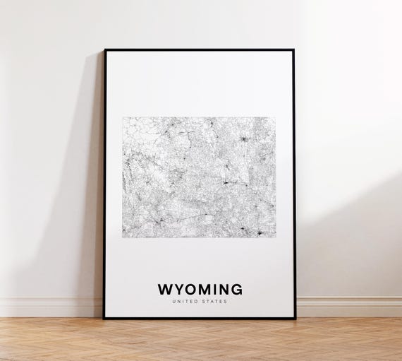 Wyoming Map Print State Minimalist Wy Usa Art Gift Wall Home Decor