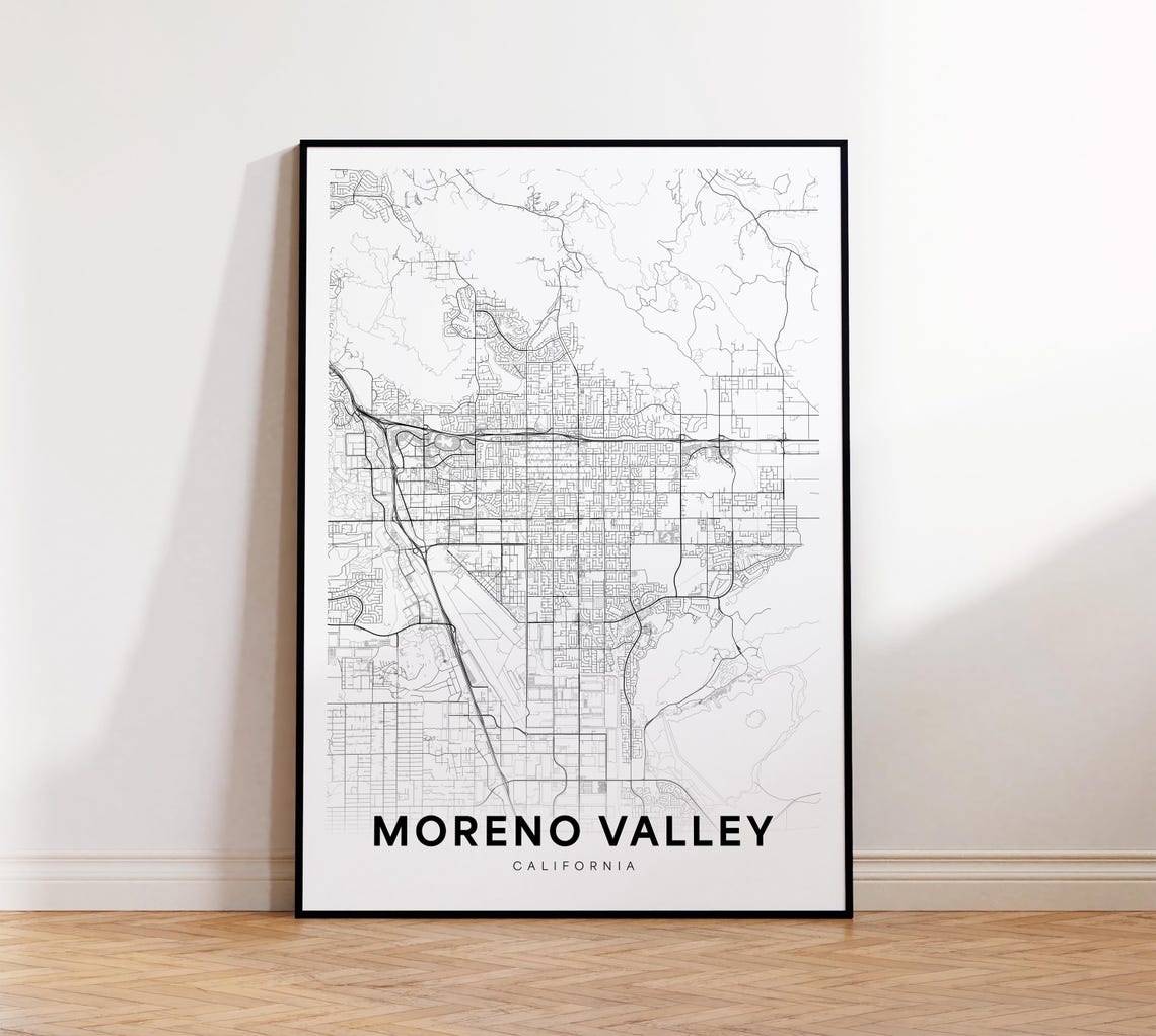 Moreno Valley Map Print Street Poster Art Road Wall