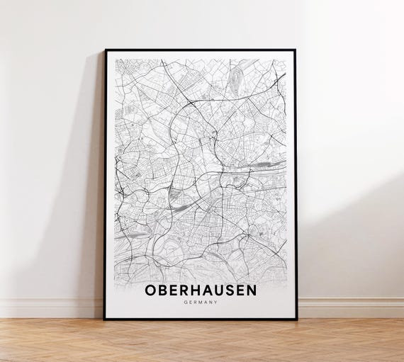 Oberhausen City Map Germany Wall Art Minimalist Print Modern Decor Street Instant