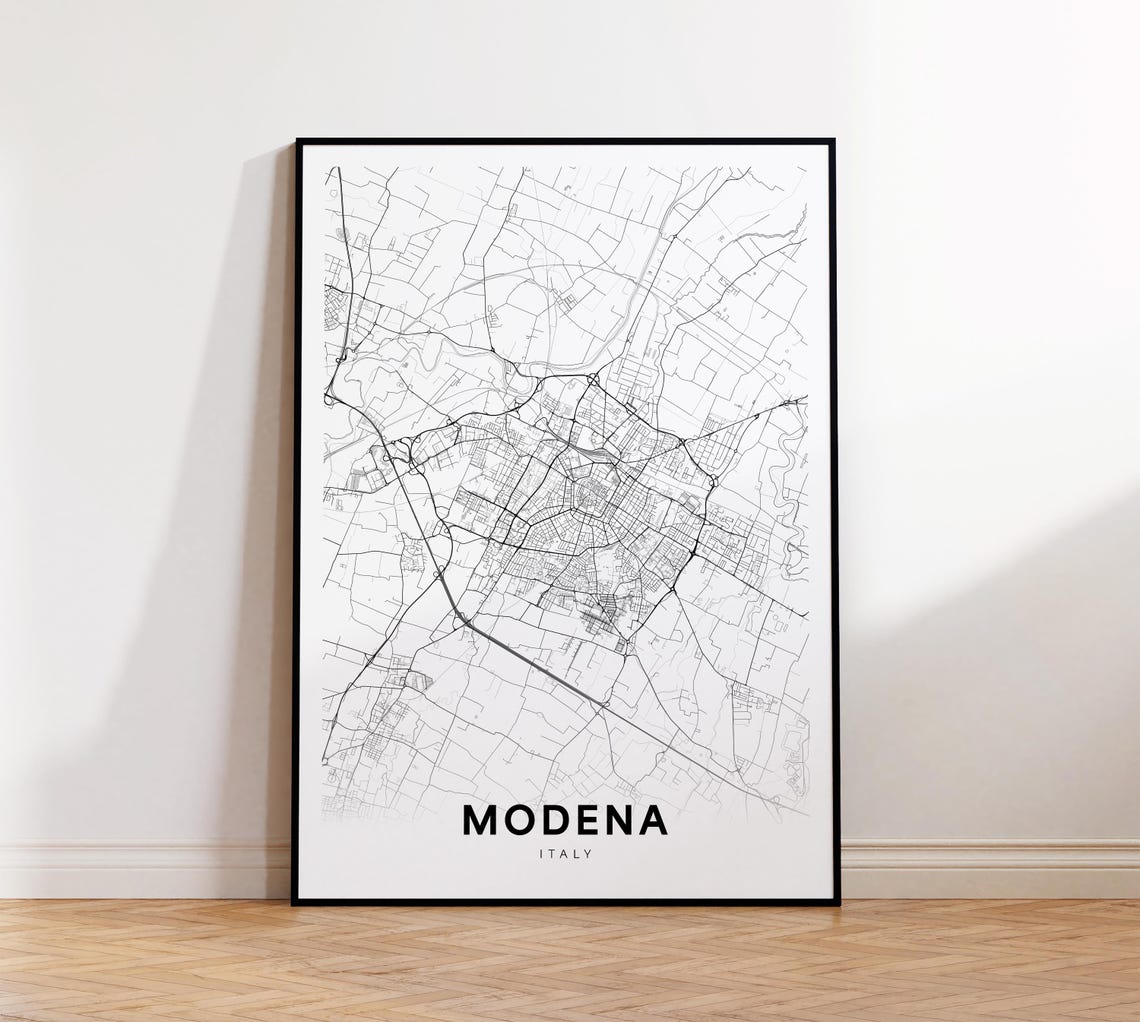 Modena City Map Street Italy Modern Print Decor Wall Art Instant