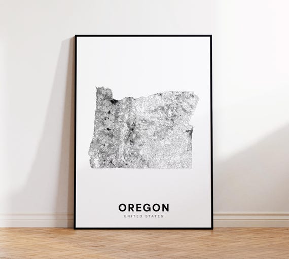 Oregon Map Print State Minimalist Or Usa Art Gift Wall Home Decor