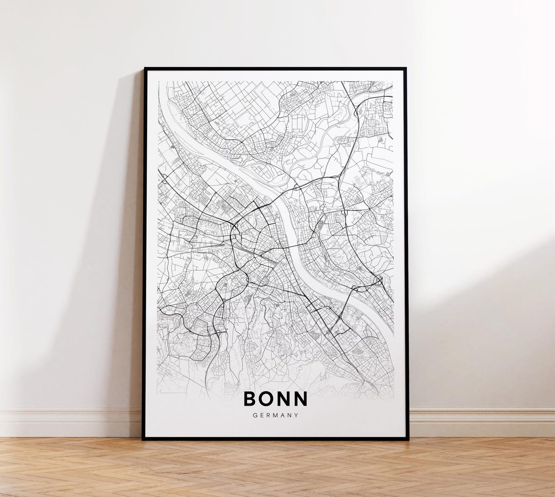 Bonn City Map Wall Art Minimalist Poster Germany Timeless Modern Unique Gift