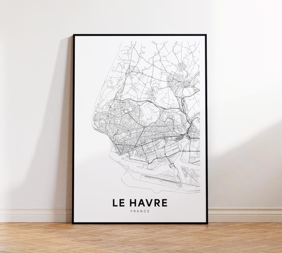 Le Havre City Map Street France Minimalist Print Gift For Friend Instant