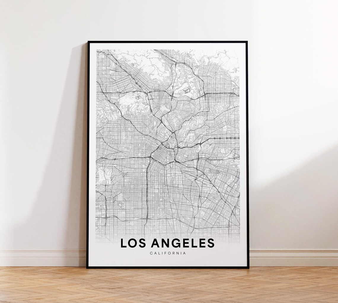 Los Angeles California City Street Map Minimalist Line Art Poster