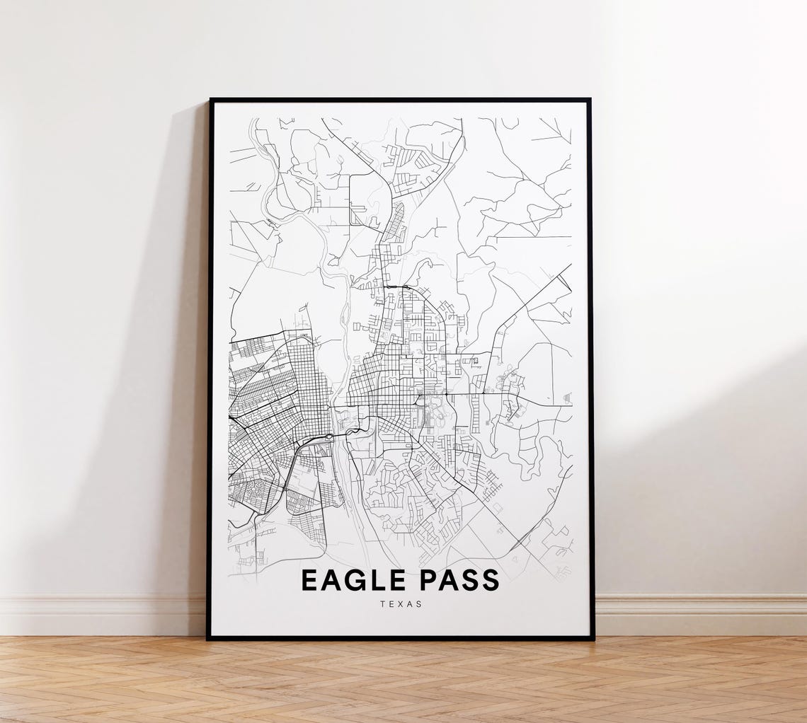 Eagle Pass Texas Minimalist Black and White City Map Street Poster