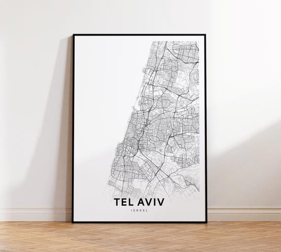 Tel Aviv City Map Print Poster Israel Art Street Road Home Office Decor Wall