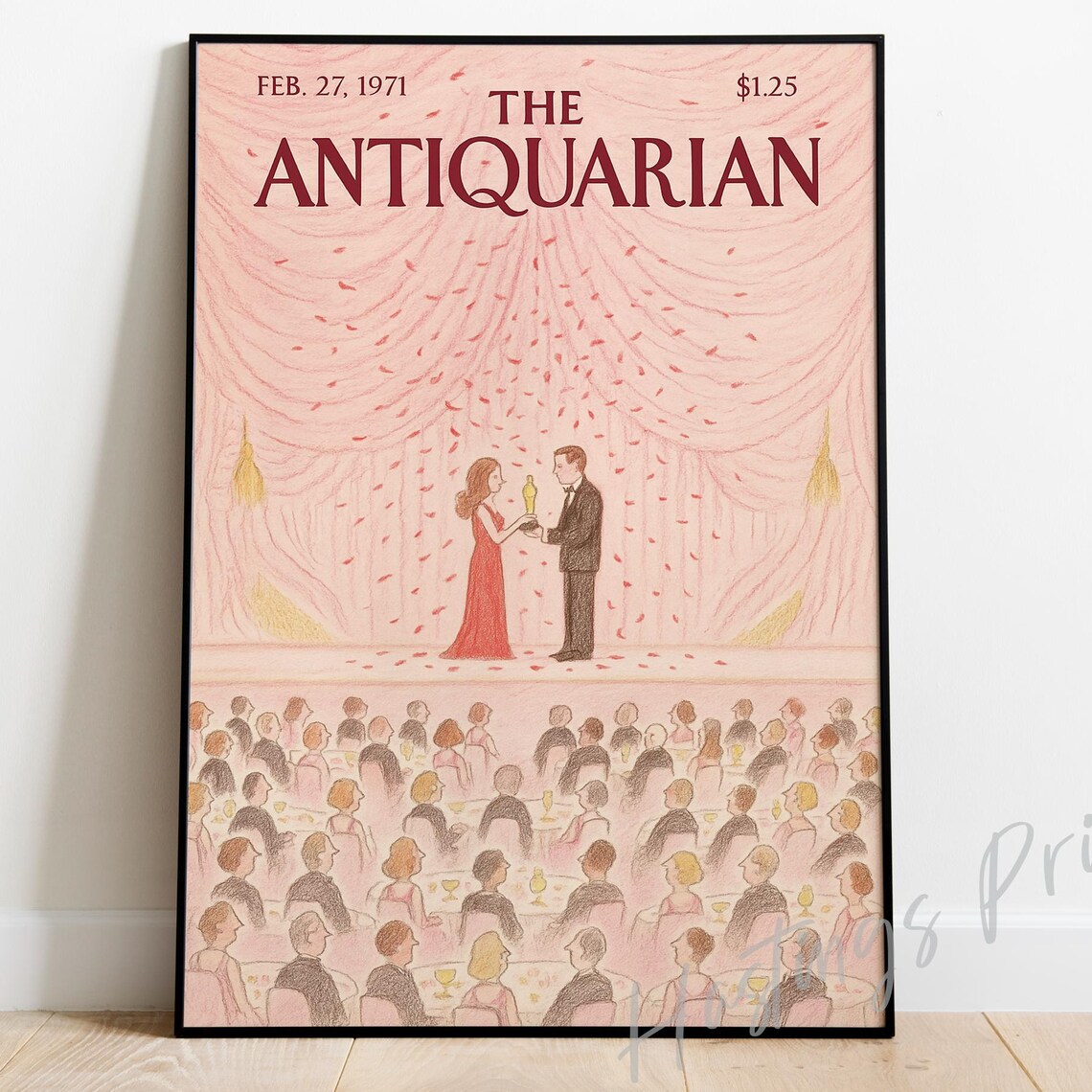 The Antiquarian Awards Ceremony Golden Trophy Vintage Poster