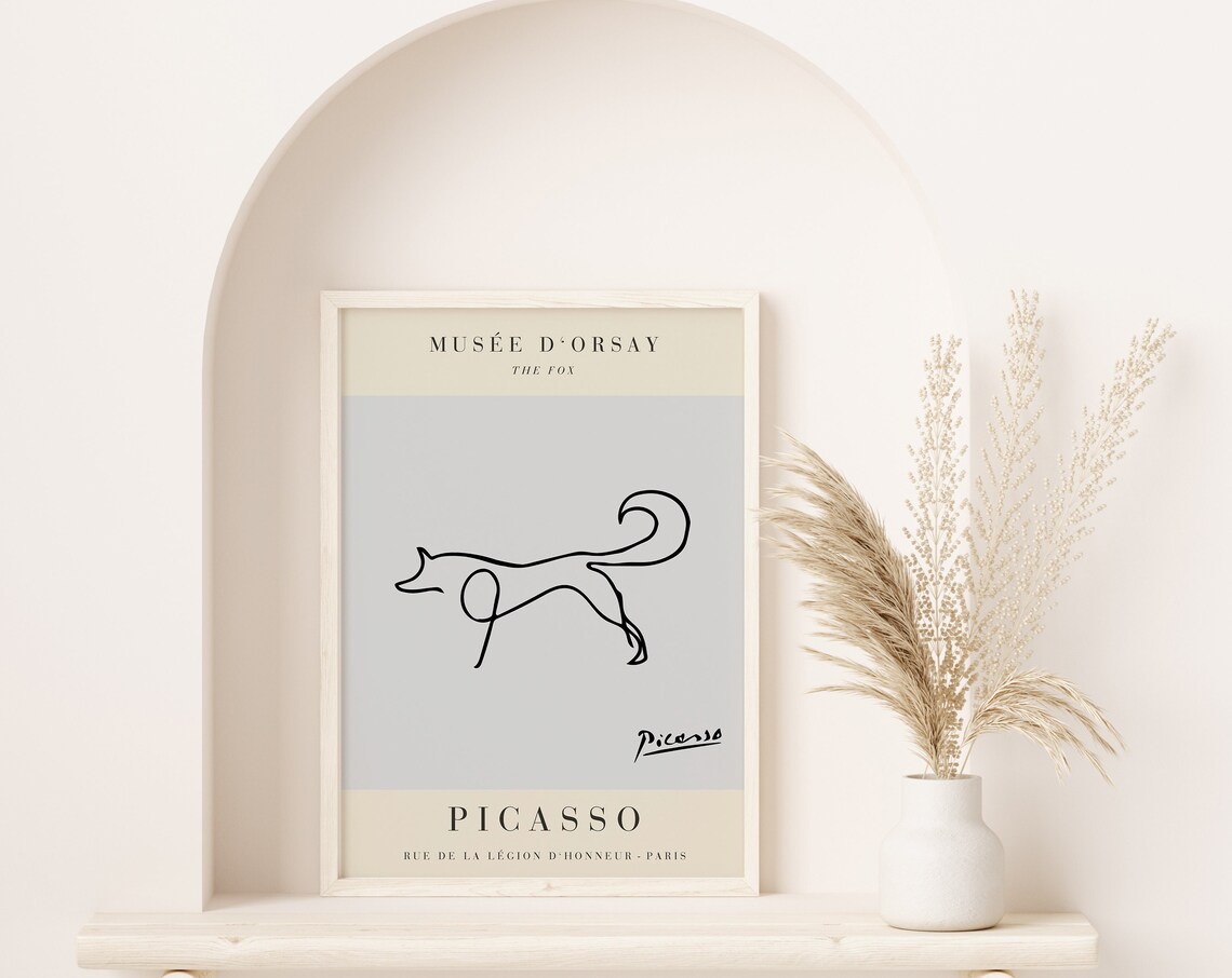 Pablo Picasso The Fox Minimalist Single Line Animal Art Print