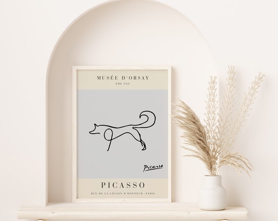 Picasso The Fox Exhibition Vintage Line Art Poster Minimalist Line Drawing Ideal Home Decor Or Gift Print