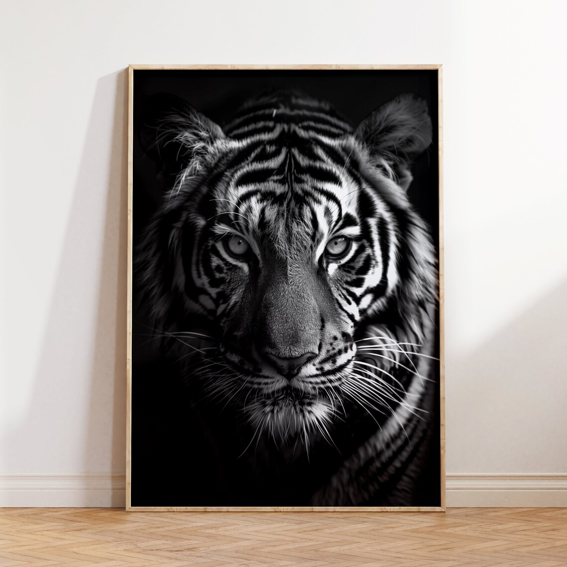 Tiger Black and White Wild Animal Portrait Photography Art Poster