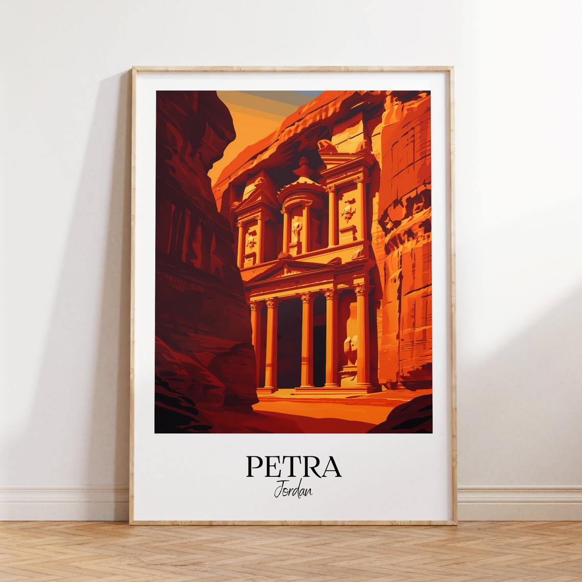 Petra Jordan Ancient Treasury Rose Red Rock Canyon Travel Poster