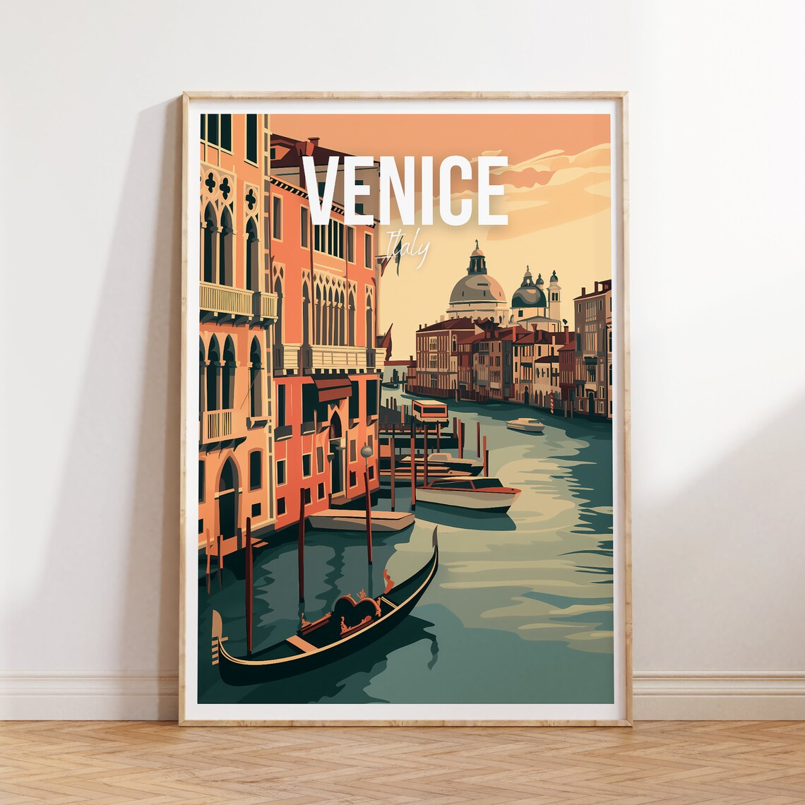 Venice Italy Grand Canal Gondola Palazzi Domes Travel Poster