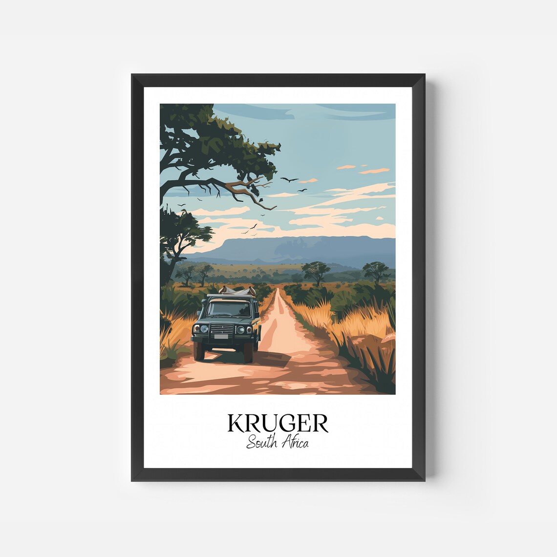 Kruger South Africa Safari Jeep Savannah Vintage Travel Poster - Image 2