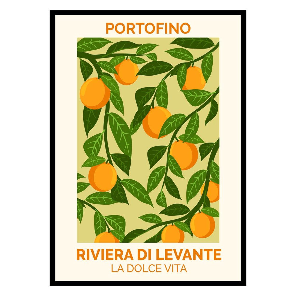 Portofino Riviera di Levante Orange Grove Vintage Italy Poster