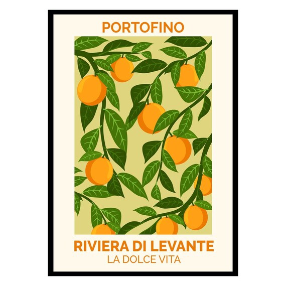 Portofino Riviera di Levante Orange Grove Vintage Italy Poster