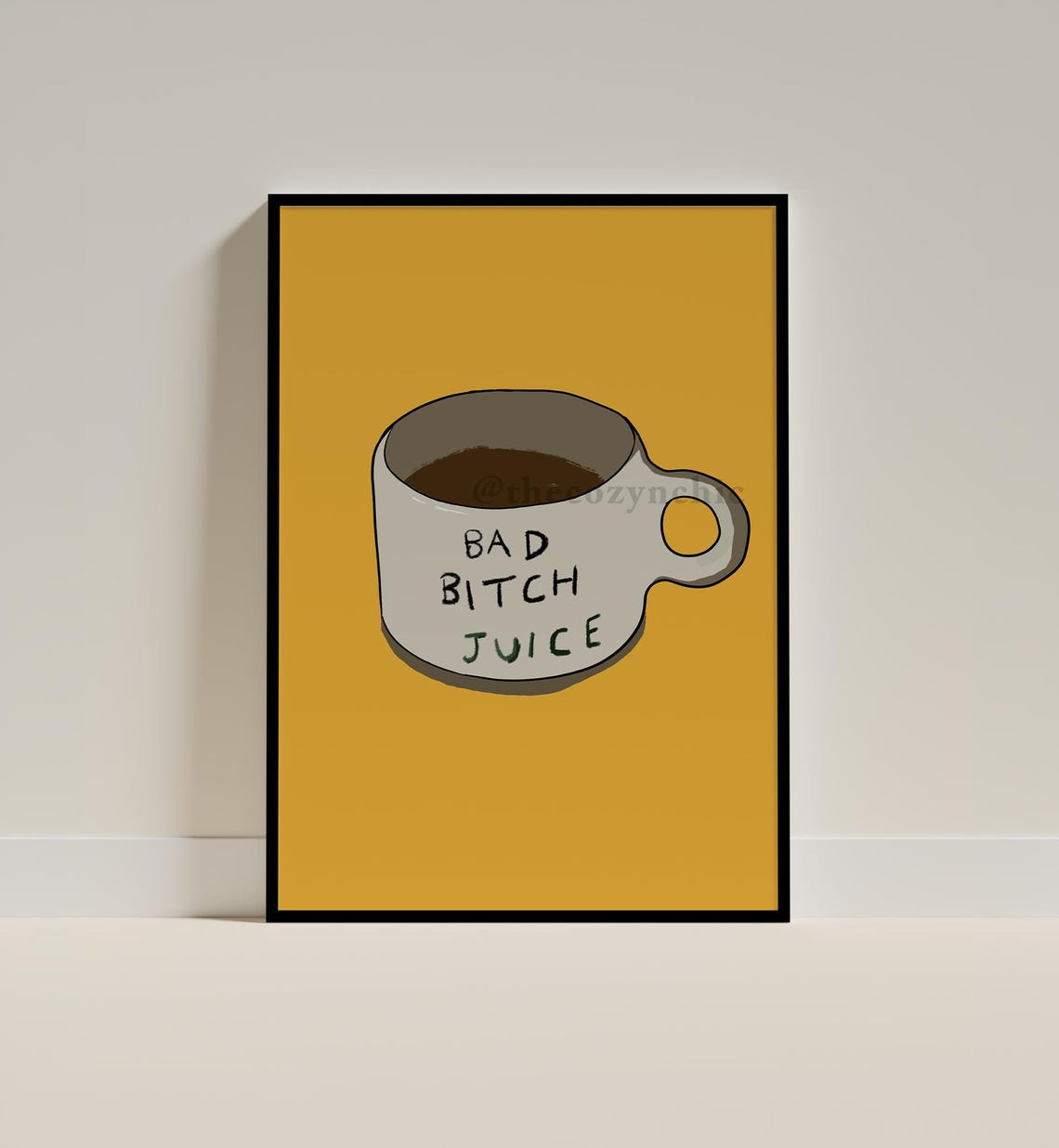 Funny Coffee Poster Print Bad Bitch Wall Art Dopamine Decor